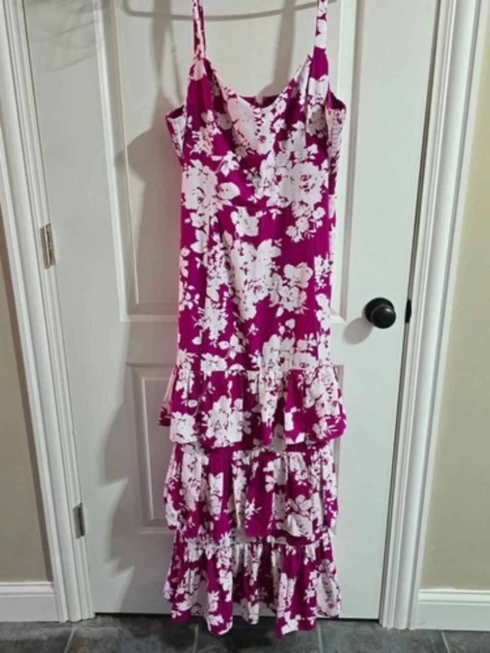 ABERCOMBIE & FITCH MAGENTAL FLORAL TIERED MAXI DRESS SIZE XL